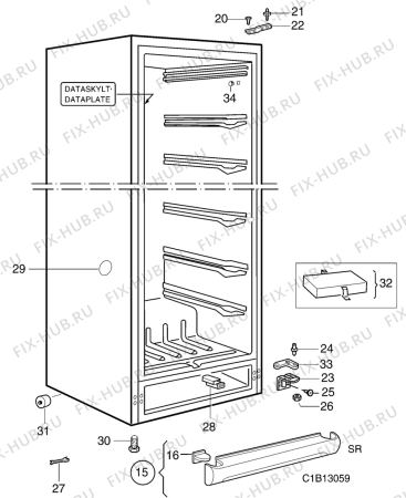 Взрыв-схема холодильника Electrolux AU8295C - Схема узла C10 Cabinet